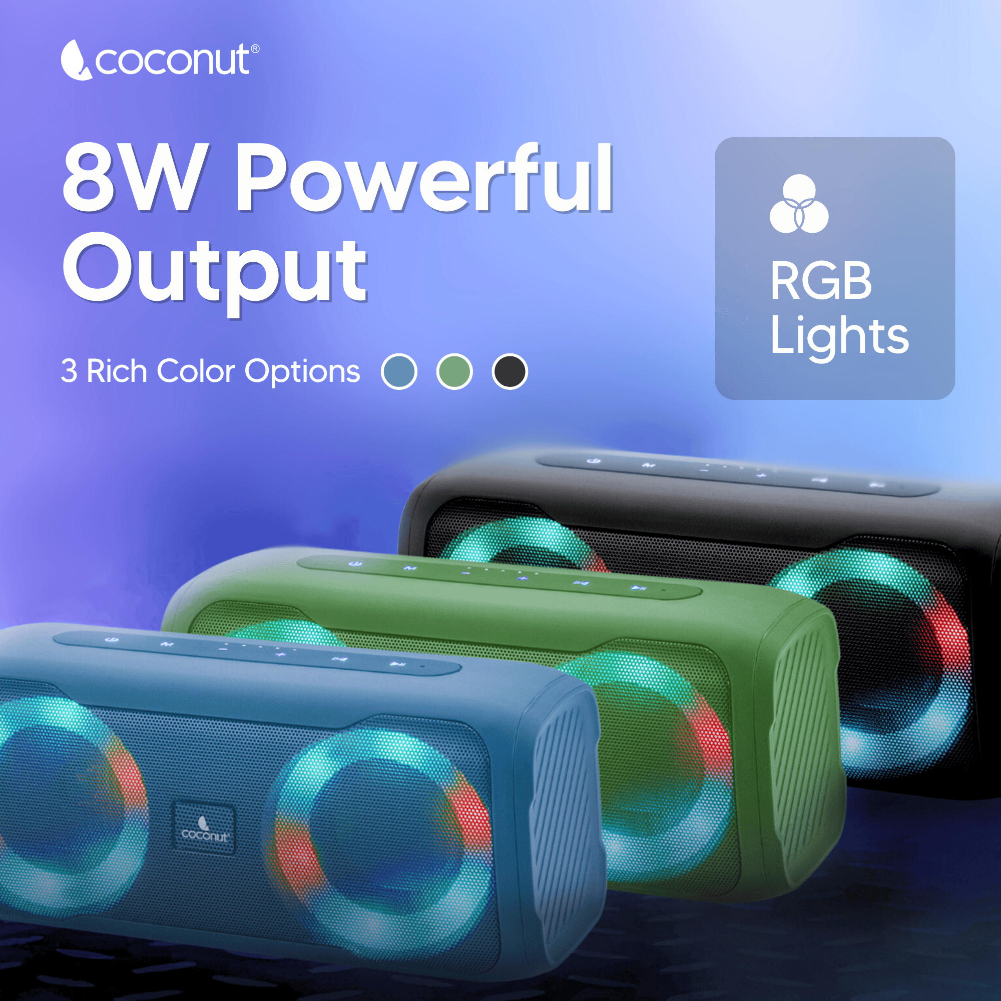 Compact Soul 8W Bluetooth speaker with RGB lights and Bluetooth 5.1